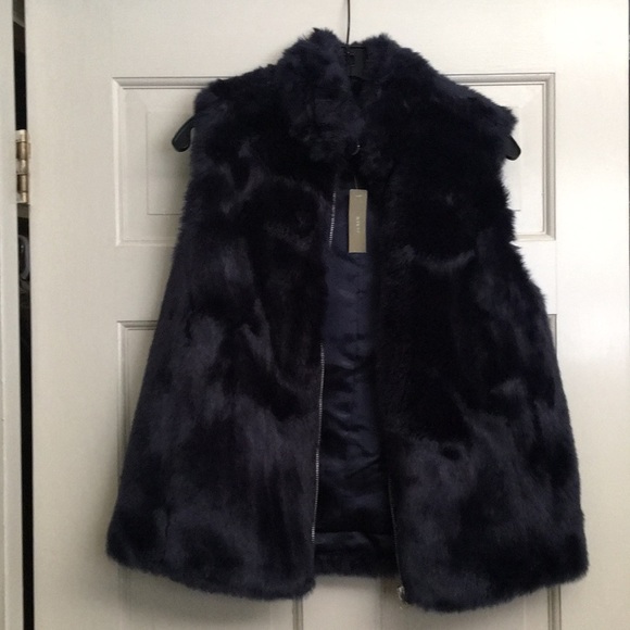 J. Crew Jackets & Blazers - J. Crew small navy faux fur vest